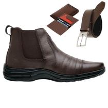 Bota Coturno Masculino Resistente Cano Baixo Gmm Shoes Com Cinto e Carteira