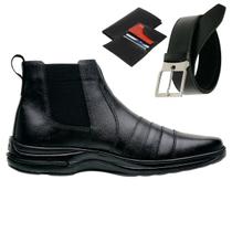 Bota Coturno Masculino Resistente Cano Baixo Gmm Shoes Com Cinto e Carteira