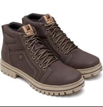 Bota Coturno Masculino Sintético de Amarrar Sola Tratorada