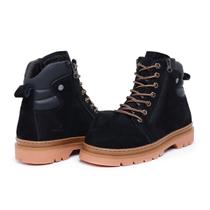 Bota Coturno Masculino Trilha Couro Cano Alto Ziper Lateral 9001 Preto