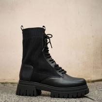 Bota Coturno Meia Tratorada Preto