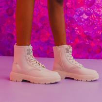 Bota Coturno Menina Pampili Duda Passante em Strass Nude 681.015