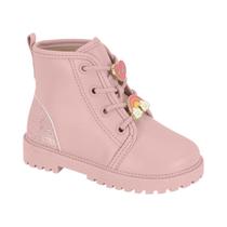 Bota Coturno Menina Sola Tratorada com Pingentes Molekinha Rosa Glitter 21