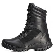 Bota Coturno Militar Acero Couro Bovino Modelo Smith Preto Cano Alto