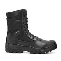 Bota Coturno Militar Acero em Couro Látego Modelo Selva Preto Cano Alto Confortável