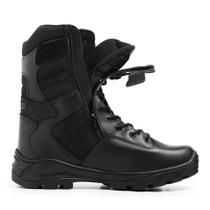 Bota Coturno Militar Acero em Couro Legitímo Modelo Extreme Preto com Zíper Lateral Cano Alto Bota Coturno Militar Acero em Couro Legitímo Modelo Extreme Preto com Zíper Lateral Cano Alto
