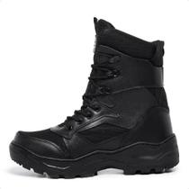 Bota Coturno Militar Acero Modelo Harpoon Pro Preto em Couro Legítimo Cano Alto