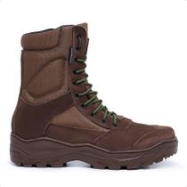 Bota Coturno Militar Acero Modelo Selva Marrom PQD em Couro Nobuck Cano Alto Confortável