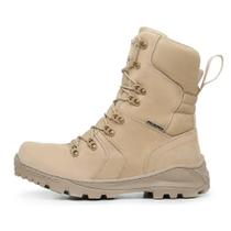 Bota Coturno Militar Acero Modelo Sniper Desert em Couro Legítimo Cano Alto Extra Leve
