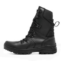 Bota Coturno Militar Acero Modelo Sniper Preto em Couro Legítimo Cano Alto Extra Leve