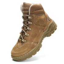 Bota Coturno Militar coyote em couro legitimo hidrofugado thunder tática conforto durabilidade cano curto coyote
