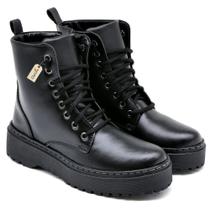Bota Coturno Militar Feminino Blogueira Cano Alto Com Cadarço Sola de Borracha Antiderrapante 202-GG Bota Coturno Militar Feminino Blogueira Cano Alto Com Cadarço Sola de Borracha Antiderrapante 202-GG