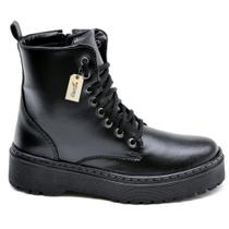 Bota Coturno Militar Feminino Blogueira Cano Alto Com Cadarço Sola de Borracha Antiderrapante 202-GG - GuGi