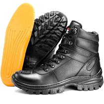 Bota Coturno Militar Masculino Couro Legítimo Palmilha Gel