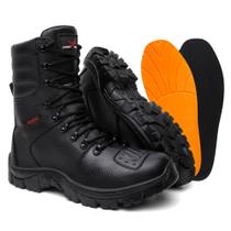 Bota Coturno Militar Masculino em Couro Cano Alto Conforto Preto Bota Coturno Militar Masculino em Couro Cano Alto Conforto Preto