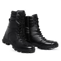 Bota Coturno Militar Masculino Em Couro Legitimo Impermeável Tático Cano Alto