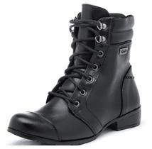 Bota coturno militar motociclista feminina top franca shoes preta