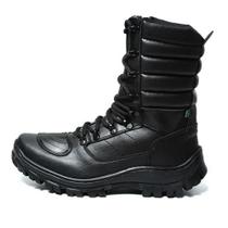 Bota Coturno Militar Tatico Paintball Cano Alto Fechamento Cadarço e Ziper Sola Borracha
