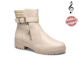 Bota coturno mississipi marfim com zíper Bota coturno mississipi marfim com zíper