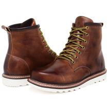 Bota Coturno Moc Toe Couro Lactego Confortável