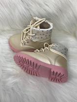 Bota Coturno Molekinha Infantil Feminino Detalhes Brilhantes Moda Menina