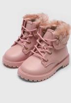 Bota Coturno Molekinha Infantil Pelos Rosa