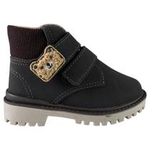 Bota Coturno Molekinho Infantil Bebê Original Ursinho Fecho Duplo Antiderrapante Cor:CaféTamanho:19
