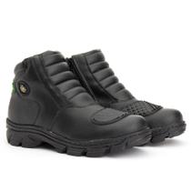 Bota Coturno Moto Masculino Couro Cano Curto Zíper