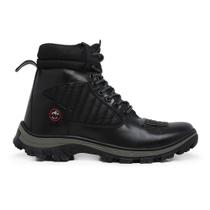 Bota Coturno Motociclista Centuria Cano Alto em Couro Preto