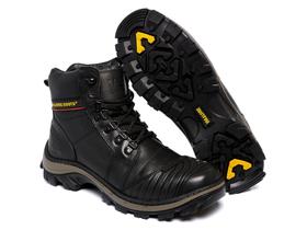 Bota Coturno Motociclista de Couro Masculina Cano médio Solado Antiderrapante - Preta - 020