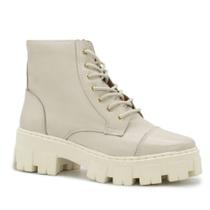 Bota Coturno Off White Cano Curto Tratorada Conforto 21500