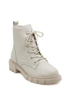 Bota Coturno Off White Estilo Mix Tratorado