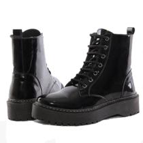 Bota Coturno Plataforma Feminina Sola Tratorada Verniz Rock Blogueira Bota Coturno Plataforma Feminina Sola Tratorada Verniz Rock Blogueira