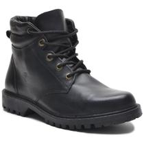 Bota Coturno Preto em Couro Grunge Masculino - Motoqueiro Metaleiro