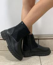 Bota Coturno Preto Infantil Feminino Couro Zíper WorldColors - World Colors