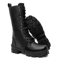 Bota Coturno Rock Corrente Cano Alto Salto Bloco Robusta Confortável Estilosa Bota Coturno Rock Corrente Cano Alto Salto Bloco Robusta Confortável Estilosa