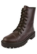 Bota Coturno Rosa Chic Calçados Sola Plataforma Tratorado Cadarço Zíper Café