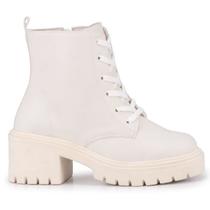 Bota Coturno Salto Grosso Moda Feminino Tratorado Blogueira