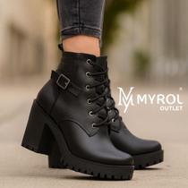 Bota Coturno Salto Tratorado Com Fivela Confortável