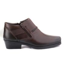 Bota Coturno Social Urbana Masculina Calce Fácil Motoqueiro Couro Elite Forrado Cano Médio Casual - Reta Oposta