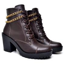 Bota Coturno Sola Macia Haldrys Estilosa e Delicada Com Corrente