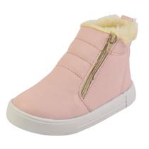 Bota coturno tênis cano alto infantil baby menina forrada de pelúcia super macia