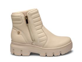 Bota coturno tratorada c/ ziper kolosh cano curto c3367-marfim