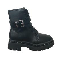 Bota Coturno Tratorada Fivela Infantil Menina Molekinha 2182.312 Preto