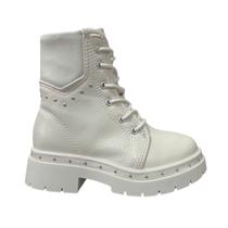 Bota Coturno Tratorada Infantil Menina Molekinha 2182.311 Branco