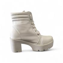 Bota Coturno Tratorada Offwhite com ziper e cadarço Bota Coturno Tratorada Offwhite com ziper e cadarço