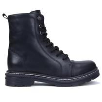 Bota Coturno Tratorado Couro Cravo e Canela 85653C Feminina Bota Coturno Tratorado Couro Cravo e Canela 85653C Feminina