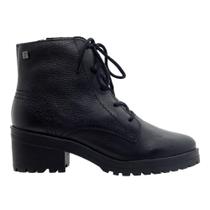 Bota Coturno Tratorado Couro Feminino Bottero 335301 Preto