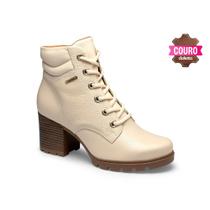 Bota Coturno Tratorado de Couro Dakota Salto Bloco G9791 - Off White