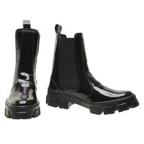 Bota Coturno Tratorado em Verniz Pires Shoes com Cadarço e Sola Alta Bota Coturno Tratorado em Verniz Pires Shoes com Cadarço e Sola Alta